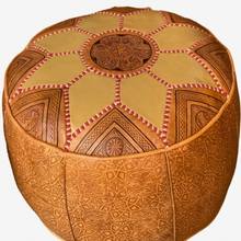 Load image into Gallery viewer, EMBROIDERED LEATHER POUF