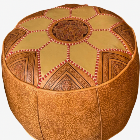 EMBROIDERED LEATHER POUF
